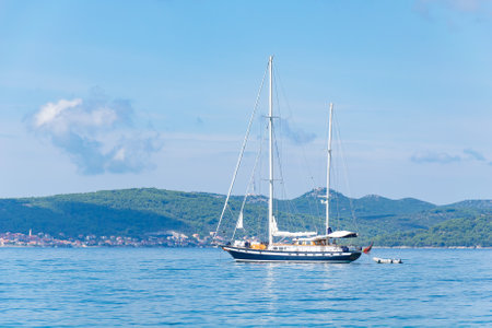 yacht at sea in Croatiaの写真素材