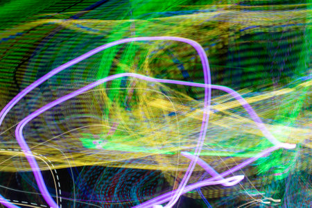 colorful lights on black backgroundの写真素材