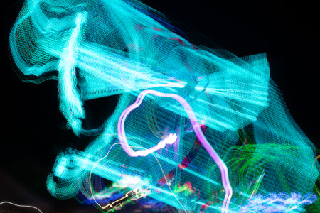 colorful lights on black background