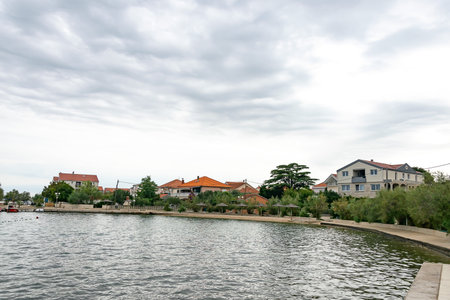 Croatian seaside town of Bibinjeの写真素材