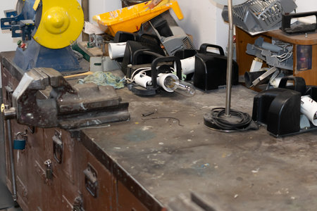 home repair workshop with table