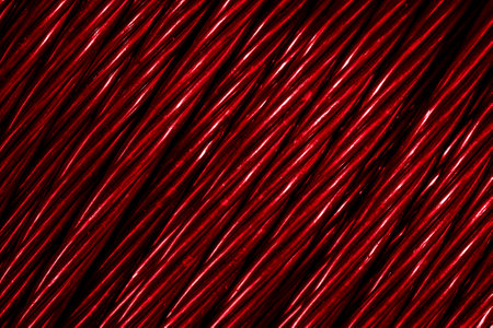 red aluminum electric cable.background or textureの写真素材