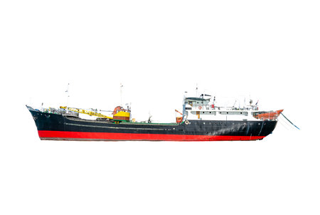 ship on white isolated backgroundの写真素材