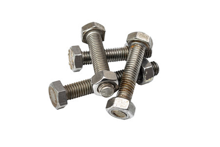 steel screws on white isolated backgroundの写真素材