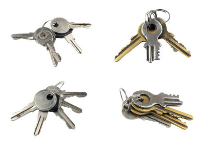 keys on white isolated backgroundの写真素材
