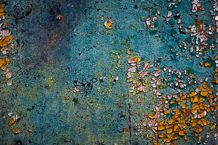 wall painted with colorful old peeling paintsの写真素材