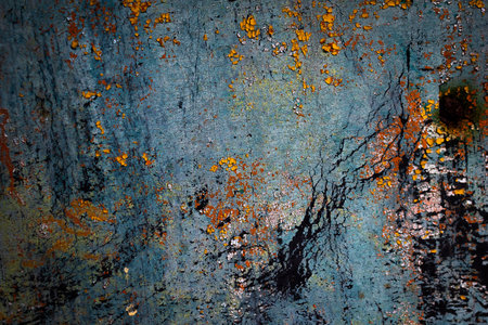 wall painted with colorful old peeling paints