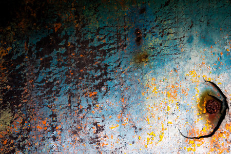 wall painted with colorful old peeling paints