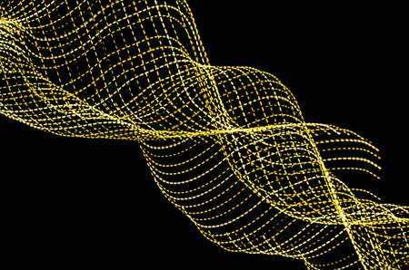 yellow dotted lines of lights on a black background