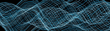 blue dotted lines of lights on a black background