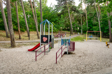 childrens playground in the parkの写真素材