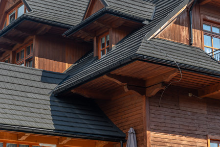 traditional highlander house made of wooden logsの写真素材