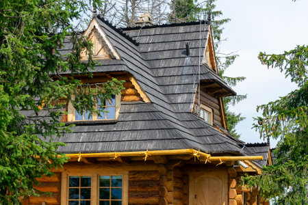 traditional highlander house with a podhaleの写真素材