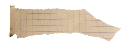 a piece of old squared paper on a white backgroundの写真素材