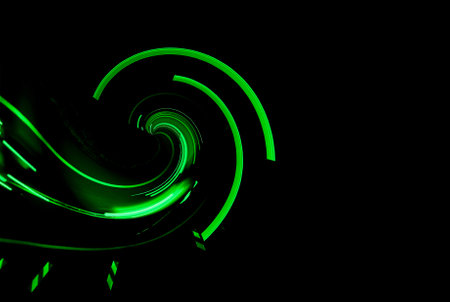 green car lights at night. long exposure