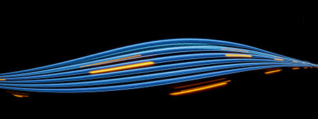 blue orange light lines on black background