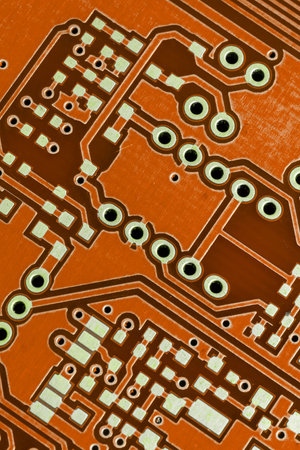 orange printed circuit board. background or textureの写真素材