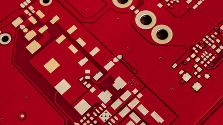 red printed circuit board. background or texture