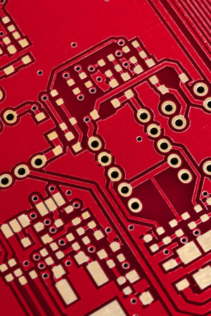 red printed circuit board. background or textureの写真素材