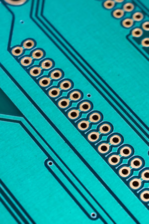 blue printed circuit board. background or texture