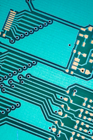 blue printed circuit board. background or texture