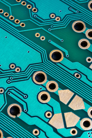 blue printed circuit board. background or textureの写真素材