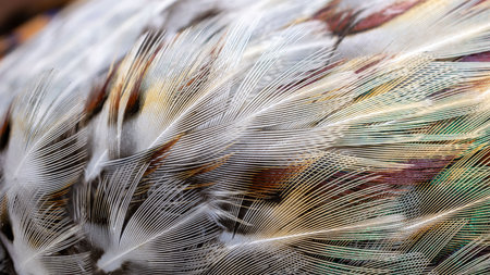 texture of colorful feathers of a game pheasantの写真素材