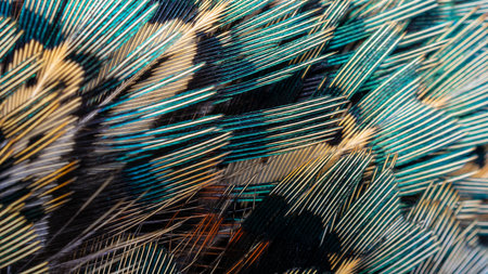 texture of colorful feathers of a game pheasant