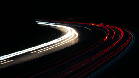 lights of cars with nightの写真素材
