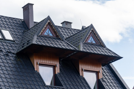 traditional highlander house with a podhaleの写真素材