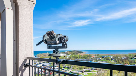 binoculars on the observation towerの写真素材