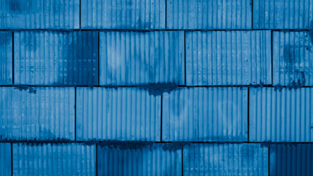 blue wall made of ceramic blocks. Backgroundの写真素材