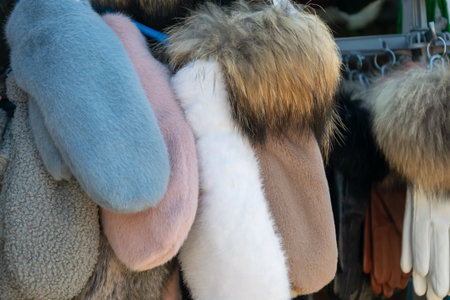 colorful woolen gloves on display