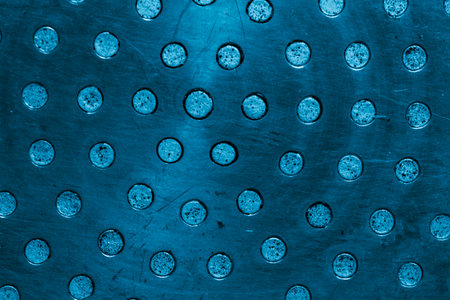 blue old aluminum sheet with marks from the pan