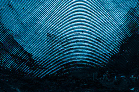 blue old aluminum sheet with burnt marks from the panの写真素材