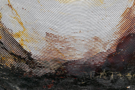 old aluminum sheet with burnt marks from the panの写真素材