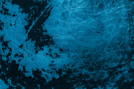 blue old aluminum sheet with burnt marks from the panの写真素材
