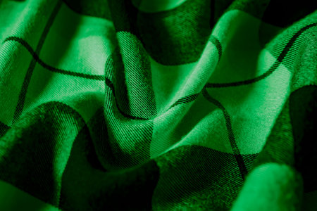 green crinkled material with an interesting patternの写真素材