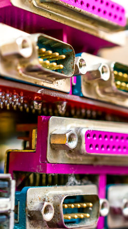 Closeup of electronic circuit board or PCB printed circuit boardの写真素材