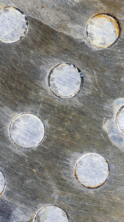 steel silver plate with spikes. background or textureの写真素材