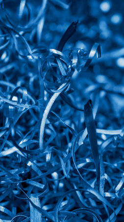 blue steel shavings with visible details. background or texture