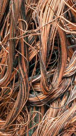 copper wires with visible details. background or textureの写真素材
