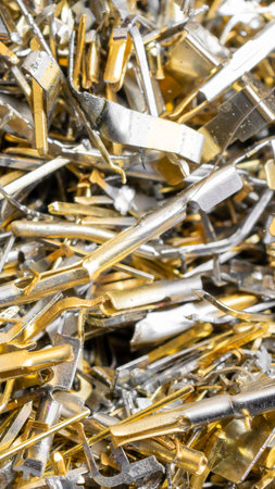 industrial gold waste from electronic components. backgroundの写真素材