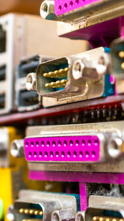 Closeup of electronic circuit board or PCB printed circuit boardの写真素材