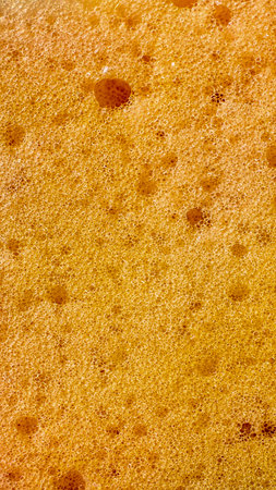 an orange dishwashing sponge with visible details. backgroundの写真素材