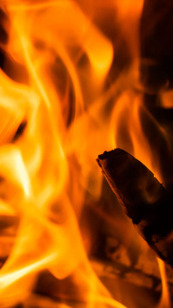 orange flame of fire as the backgroundの写真素材