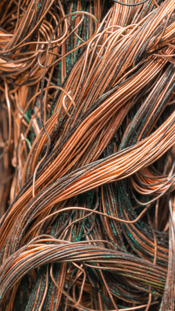 copper wires with visible details. background or textureの写真素材