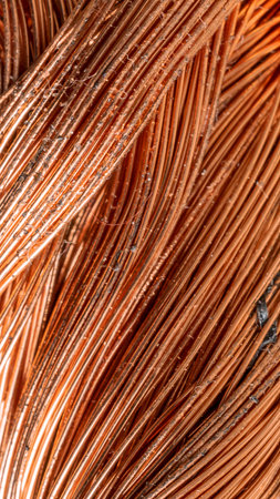 copper wires with visible details. background or textureの写真素材