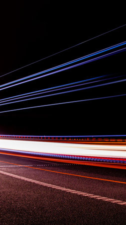 lights of cars with night. long exposure
