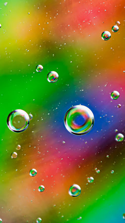 bubbles on water on colorful background